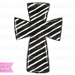 Stripes Cross Sublimation PNG Digital Download - Hand Drawn Cross - Christian PNG - Printable Artwork - Cross Clipart - Easter Cross