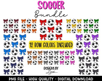 Coquette Soccer BUNDLE PNG Design digitale - Design a sublimazione per calcio - Design per maglie da calcio - Di tendenza - Fiocco da calcio