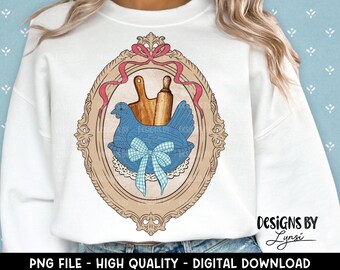 Gallina comprata al risparmio su telaio a nido PNG Design digitale - Sublimazione Grandma Core - Cottage Core - Fattoria - Design maglietta vintage -