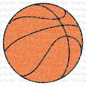 Peut inclure: Illustration d'un ballon de basket-ball avec une surface orange textur&eacute;e et des lignes noires. Le ballon a un contour noir scintillant. L'image est sur fond blanc.