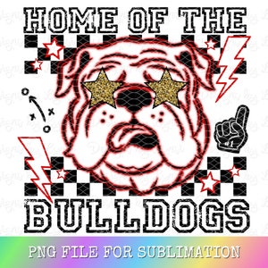 Bulldogs Red Preppy Mascot PNG Digital Design - Checkered Mascot - School Spirit Design - Home of The Bulldogs Png - Team Mascot - Dawgs
