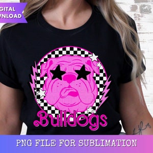 Bulldogs Glitter Preppy Mascot PNG Digital Design - Checkered Mascot - School Spirit Design - Bulldog Png - Team Mascot - Bulldog Clipart
