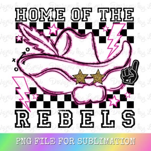 Rebels Preppy Mascot PNG Digital Design - Checkered Mascot - School Spirit Design - Home of The Rebels Png - Team Mascot - Rebel Clipart