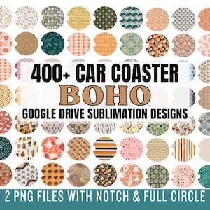 400+ PNG Car Coaster Sublimation BUNDLE - Boho Coasters - Round Sublimation Design - Car Coaster Designs - Digital Download - Commercial Use