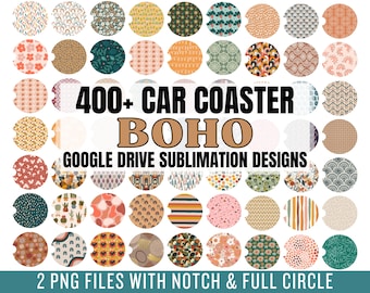 400+ PNG Car Coaster Sublimation BUNDLE - Boho Coasters - Round Sublimation Design - Car Coaster Designs - Digital Download - Commercial Use