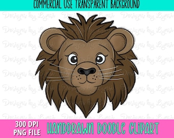 Lion School Mascot - Doodle Clipart PNG Digital Design - Lion Hand Drawn Clipart - Team Mascot - School Spirit - Commercial Use