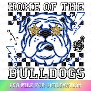Bulldogs Blue Preppy Mascot PNG Digital Design - Checkered Mascot - School Spirit Design - Home of The Bulldogs Png - Team Mascot - Dawgs