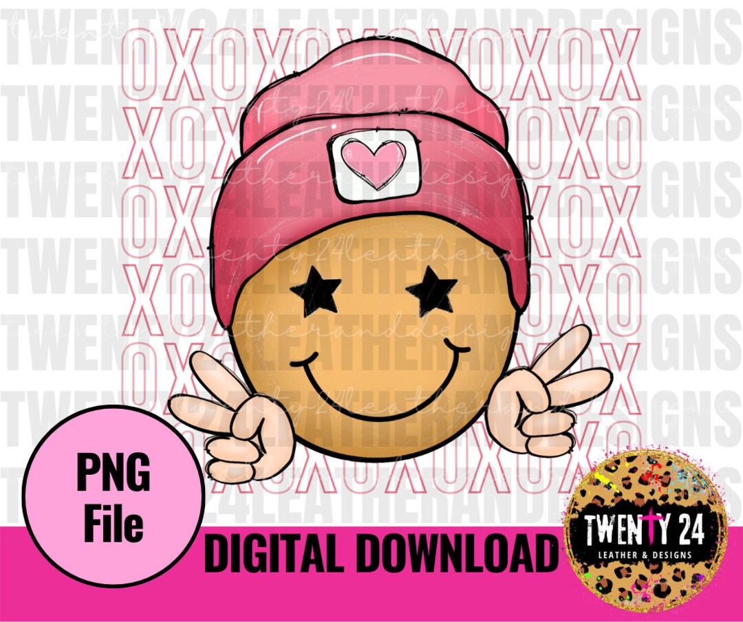 Smiley Face XOXO PNG Digital Download - Sublimation Design - Valentine ...