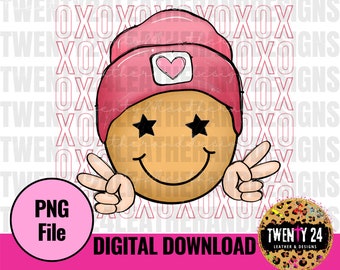 Smiley Face XOXO PNG Digital Download - Sublimation Design - Valentine Clipart - Funny Valentine - Graphic Tshirt - Smiley Face PNG