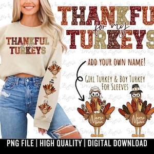 Grato per i miei tacchini PNG Digital Design - Sublimazione del Ringraziamento - Sequin Alpha Png - Lettere finte - Tacchini per maniche