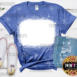 Gildan 64000 Heather Royal Mockup - Maqueta de camiseta blanqueada - Maqueta de brezo azul blanqueado - Descarga digital