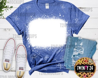 Gildan 64000 Heather Royal Mockup - Bleached T-Shirt Mockup - Bleached Blue Heather Mockup - Digital Download