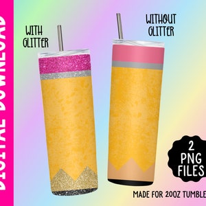 Pencil Tumbler Design PNG Digital Download - Teacher Sublimation Designs - 20oz Straight Skinny Tumbler - Pencil Tumbler Wrap - Tumbler PNG