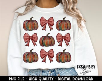 Coquette Halloween PNG Digital Design - Halloween Sublimation Design - Pumpkins Shirt Design - Trending - Halloween Bow - Cute Pumpkin