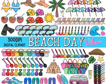 Beach Day Vibes Bundle - Doodle Clipart PNG digitales Design - handgezeichnete Clipart - Clipart-Grafiken - Urlaub - Sommer - kommerzielle Nutzung