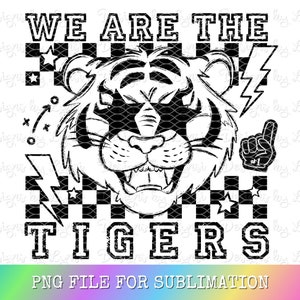 Tigers Preppy Mascot PNG Digital Design - Checkered Mascot - School Spirit Design - We Are The Tigers Png - Team Mascot - Tiger Clipart