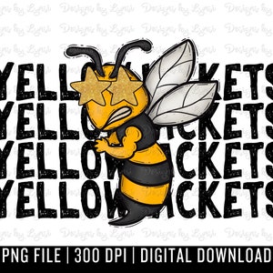 Yellowjackets Preppy Mascot PNG Digital Design - Jacket Mascot - School Spirit Design - Yellowjackets Png - Football Team Mascot