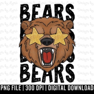 Bears Preppy Mascot PNG Digital Design - Bear Mascot - School Spirit Design - Bears Png - Football Team Mascot