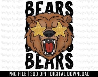 Bears Preppy Mascot PNG Digital Design - Bear Mascot - School Spirit Design - Bears Png - Football Team Mascot