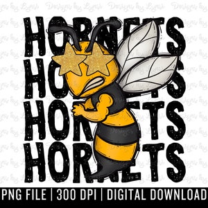 Hornets Preppy Mascot PNG Digital Design - Hornet Mascot - School Spirit Design - Hornets Png - Football Team Mascot