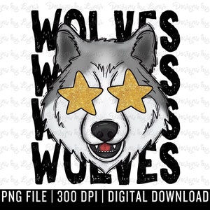 Wölfe adrette Maskottchen PNG digitales Design - Wolf Maskottchen - School Spirit Design - Wölfe Png - Football Team Maskottchen