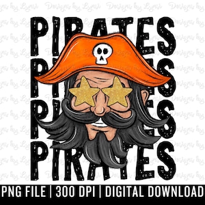 Pirates Preppy Mascot PNG Digital Design - Pirate Mascot - School Spirit Design - Pirates Png - Football Team Mascot