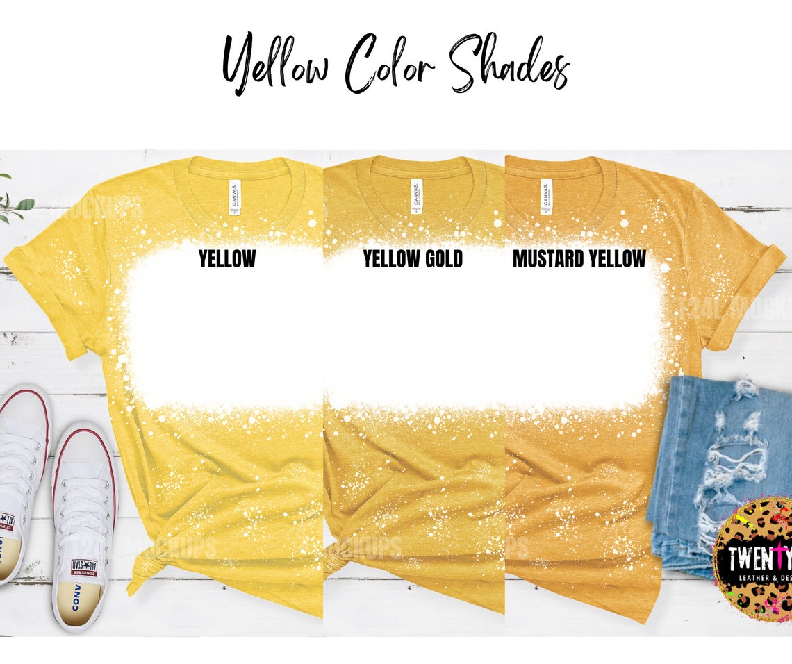 Bella Canvas 3001 Heather Mustard Mockup - Bleached T-shirt Mockup ...