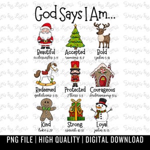 God Says I Am PNG Digital Design - Christian Sublimation Design - God Says Design - Bible Verse Design - Scripture PNG - Christmas Design