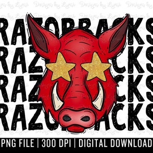 Razorbacks Preppy Mascot PNG Digital Design - Razorback Mascot - School Spirit Design - Razorbacks Png - Football Team Mascot