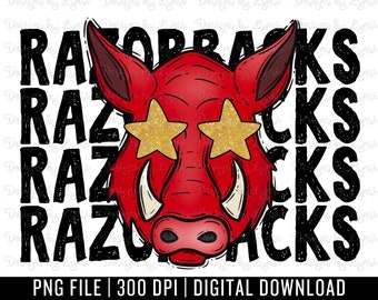 Razorbacks Preppy Mascot PNG Digital Design - Razorback Mascot - School Spirit Design - Razorbacks Png - Football Team Mascot