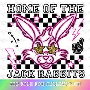 Jack Rabbits Preppy Mascot PNG Digital Design - Checkered Mascot - School Spirit Design - Home of The Jack Rabbits Png - Team Mascot