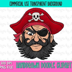 Pirate School Mascot - Doodle Clipart PNG Digital Design - Pirate Hand Drawn Clipart - Team Mascot - School Spirit - Commercial Use