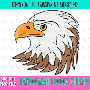 Eagle School Mascot - Doodle Clipart PNG Digital Design - Eagle Hand Drawn Clipart - Team Mascot - School Spirit - Commercial Use