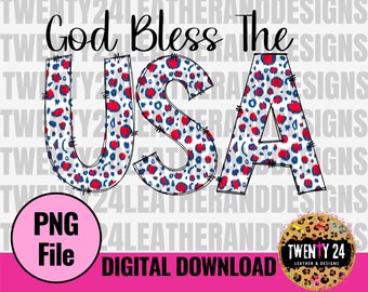God Bless The USA PNG Digital Design - USA Leopard - Patriotic Sublimation Design - 4th of July