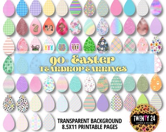 Easter Teardrop Earrings PNG Sublimation - Easter Earring BUNDLE of 90+ PNG - Tear Drop Earring Designs - Teardrop Template