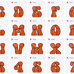 Numbers Look Letters Retro Alphabet Uppercase Letters & Numbers - PNG Digital Download ...