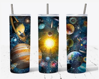 Planets Solar System Tumbler Design PNG - Sublimation Designs - 20oz Straight Skinny Tumbler Sublimation - Digital Downloads for Tumblers