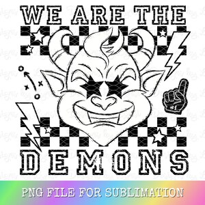Demons Preppy Mascot PNG Digital Design - Checkered Mascot - School Spirit Design - We Are The Demons Png - Team Mascot - Demons Clipart