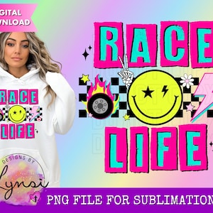 Race Life PNG Digital Design - Race Sublimation Design - Retro Design - Racing Png - Race Track Png - Checkered Race - Race Vibes Png