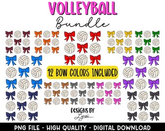 Coquette Volleyball BUNDLE PNG Design digitale - Design a sublimazione per pallavolo - Design per magliette da pallavolo - Di tendenza - Fiocco da pallavolo