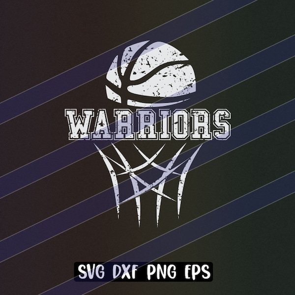 Warriors Basketball cutfile download svg dxf png eps School spirit Distressed logo