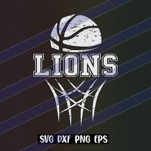 Lions Basketball cutfile download svg dxf png eps School spirit Distressed logo