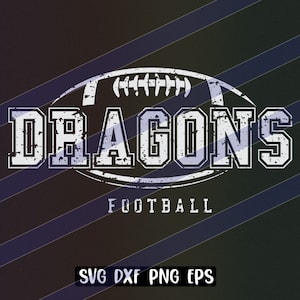 Drachen Fußball svg dxf png eps Cricut Schnittdatei Schule Fußball jubeln Team Spirit Distressed Logo