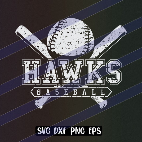 Hawks Baseball cutfile svg png dxf eps file formats digital download cutfile Printable Cricut Silhouette for shirts vector school spirit