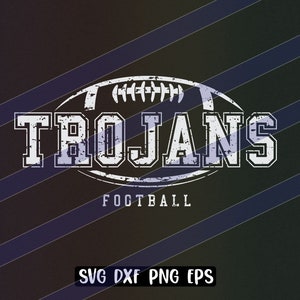 Equipo de porristas de fútbol troyanos svg dxf png eps cricut cutfile escuela fútbol espíritu logotipo