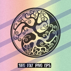 Tree Life svg dxf png eps Yin Yang instant download vector