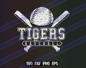 Tigers Baseball cutfile download svg dxf png eps instant download vector school spirit logo