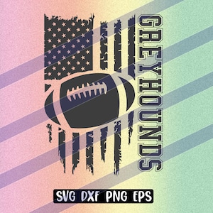 Greyhounds Football bandiera degli Stati Uniti svg dxf png eps cricut cutfile scuola cheer team Spirit logo