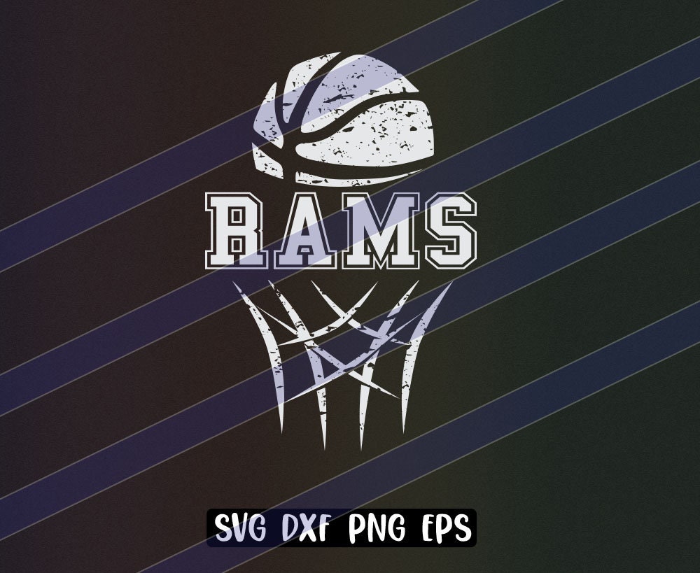 Rams Basketball cutfile download svg dxf png eps School spirit Distressed logo