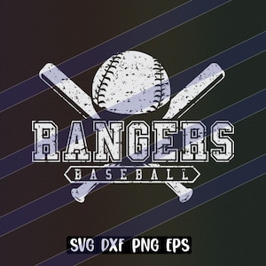 Rangers Baseball cutfile svg dxf png eps instant download vector school spirit distressed logo